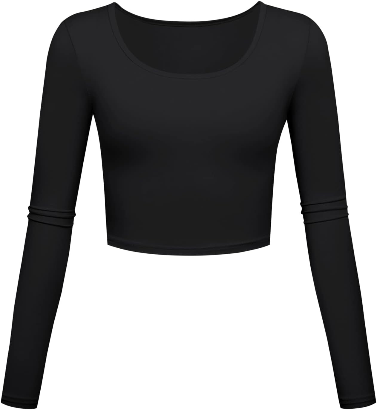 Long Sleeve Crop Tops for Women Workout Basic Clothes for Teen Ladies Fitted Slim Scoop Neck Cute Yoga Shirts