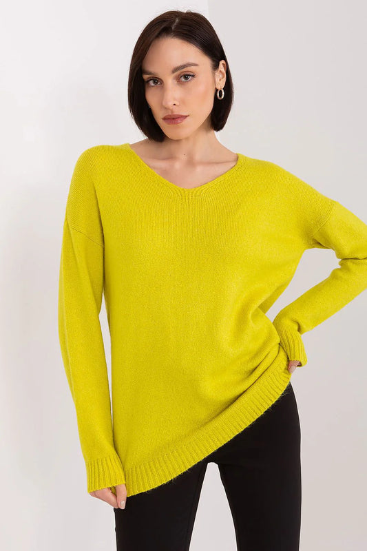 Heart Neckline Casual Acrylic Sweater - Model 189305 Rue Paris