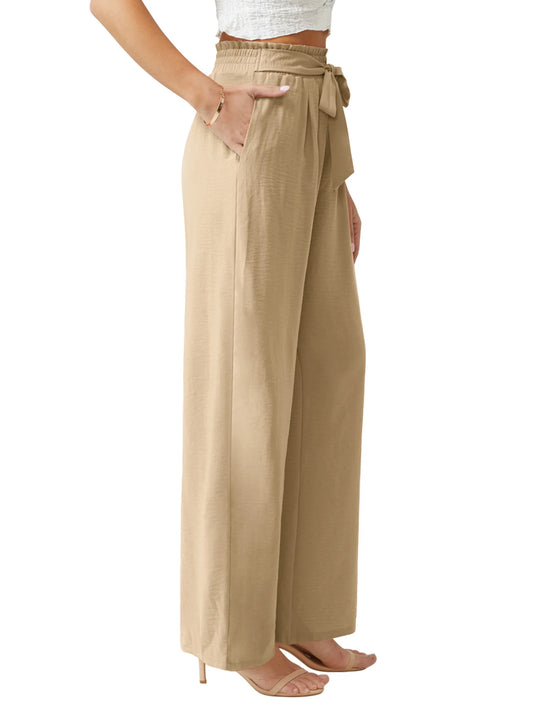 Women Casual Wide Leg Pants High Waisted Business Work Casual Pants Loose Flowy Beach Palazzo Pants