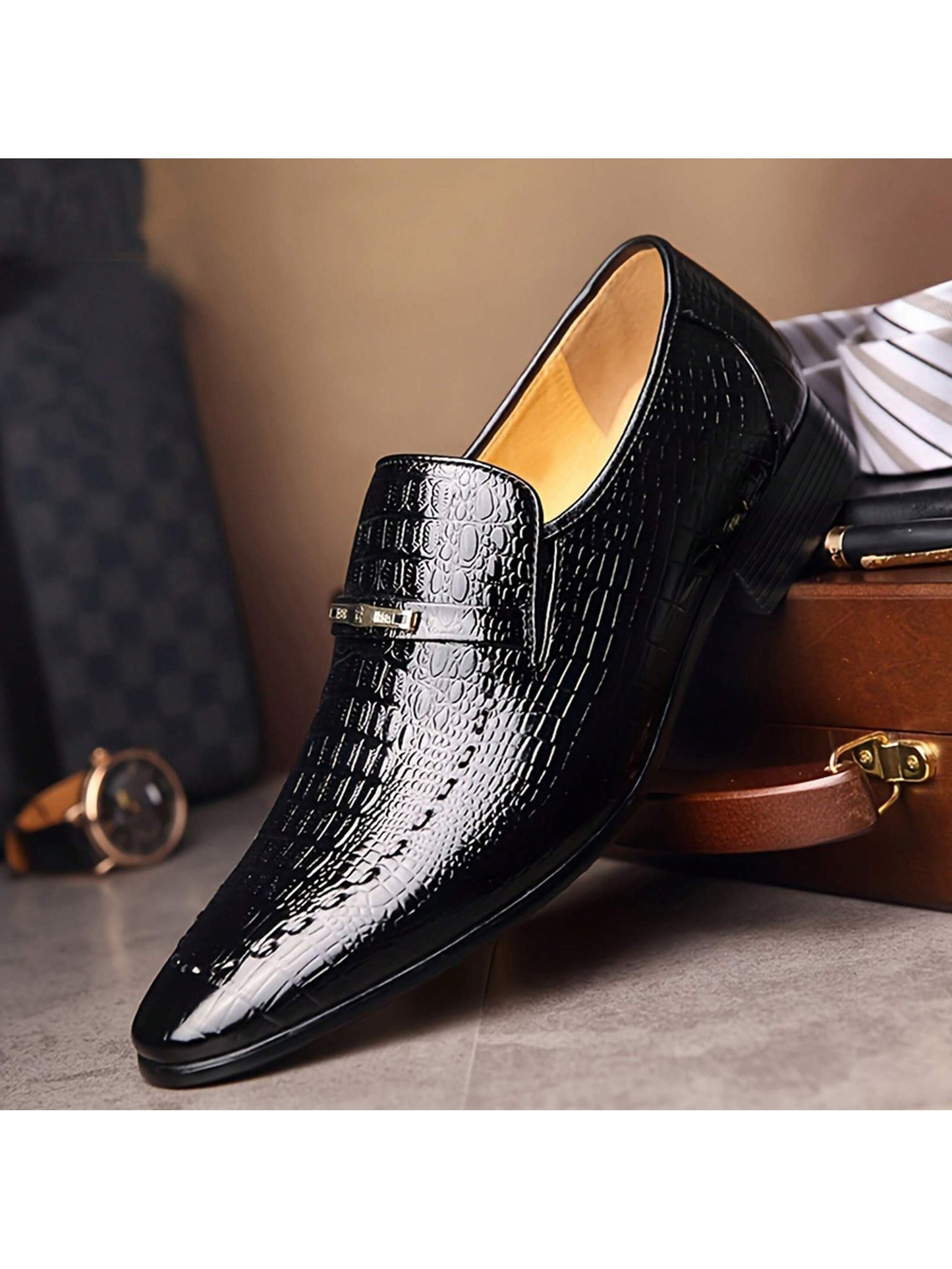 For Men High Gloss Oxford Lace up Business Fashion Patent Leather Dress Casual Loafers Shoes
