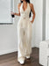 Flirla 2Pcs Set: Neck Tie Design Vest and Straight Leg Casual Pants