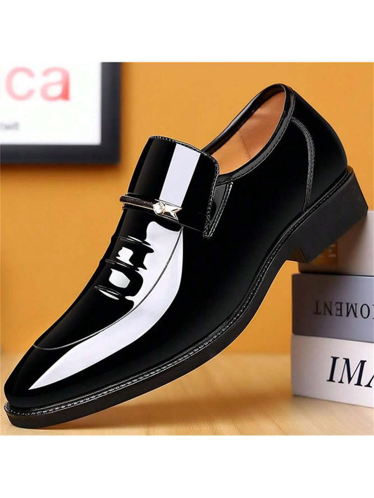 Mens Dress Shoes Formal Business Oxford High Gloss Patent Leather Slip on Loafers Comfortable Shoe for Men