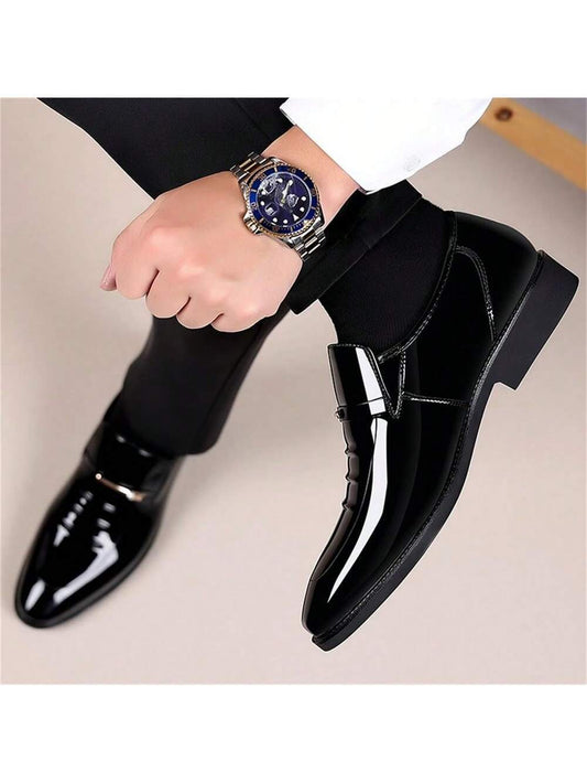 Mens Dress Shoes Formal Business Oxford High Gloss Patent Leather Slip on Loafers Comfortable Shoe for Men