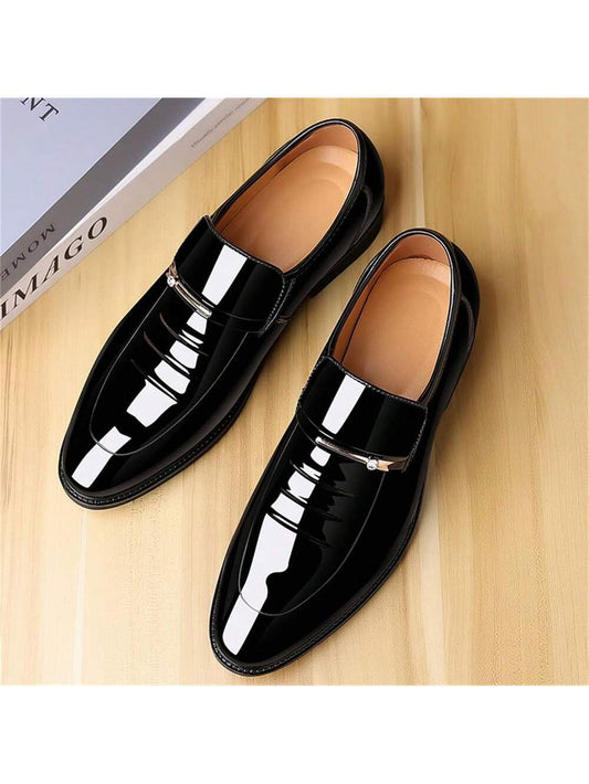 Mens Dress Shoes Formal Business Oxford High Gloss Patent Leather Slip on Loafers Comfortable Shoe for Men