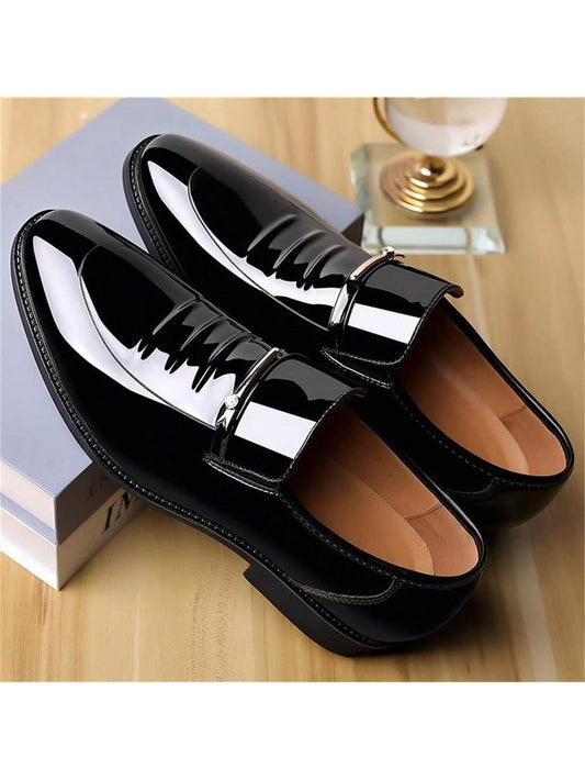 Mens Dress Shoes Formal Business Oxford High Gloss Patent Leather Slip on Loafers Comfortable Shoe for Men