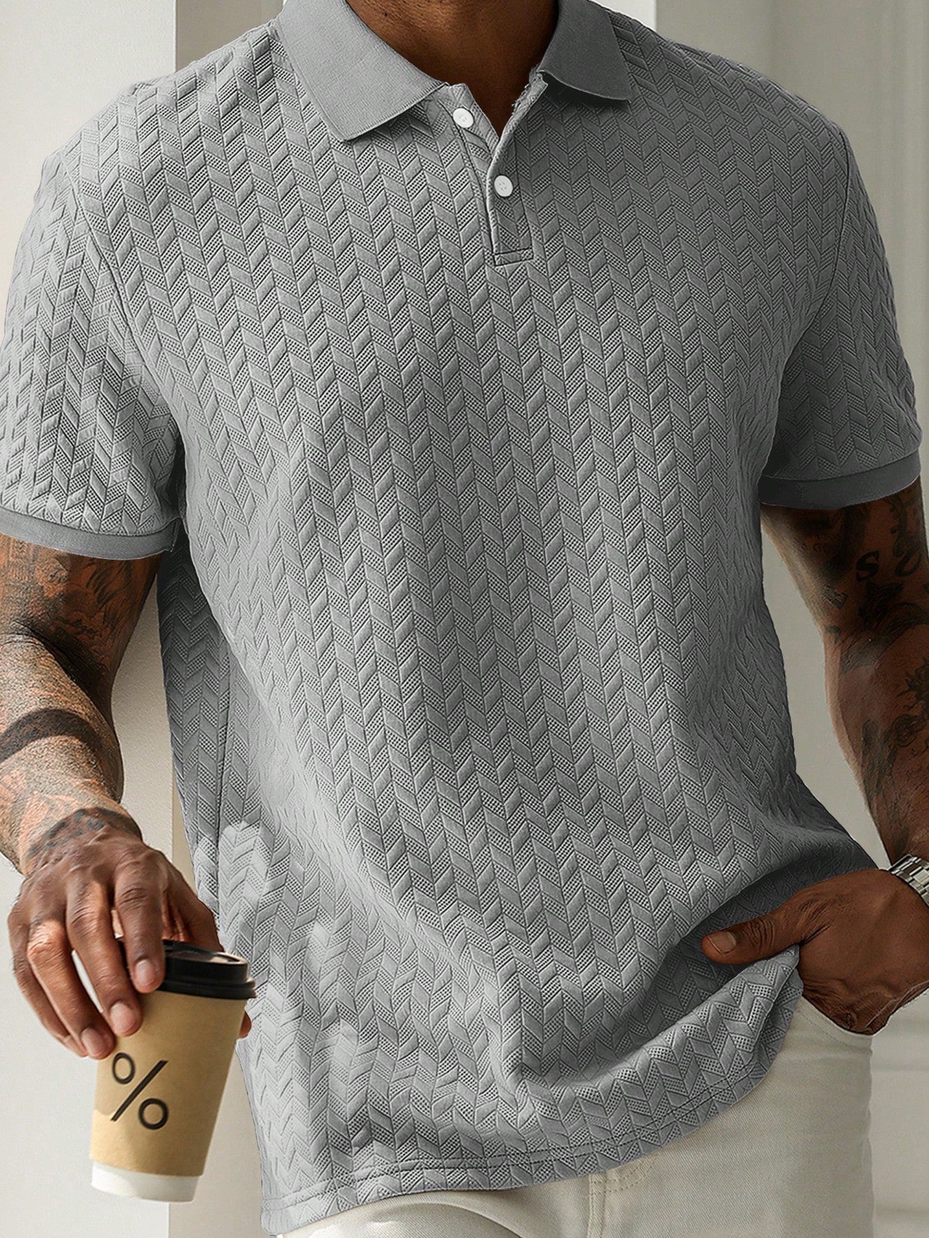 Manfinity Casualcool Men'S Solid Color Short Sleeve Casual/Office Polo Shirt , Polo Shirts for Men , Polo Shirts for Men Collar