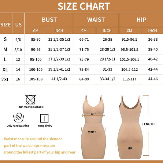 Women'S Shapewear Slips for under Dresses Tummy Control Seamless Full Silps Spaghetti Strap