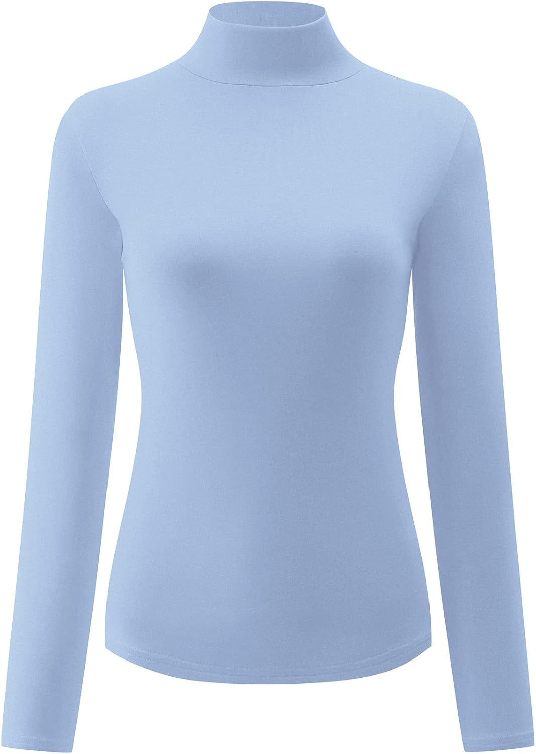 Womens Slim Fitted Mock Turtleneck Tops Long Sleeve Lightweight Base Layer Shirts