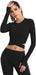 Short Sleeve Crop Tops for Women Tummy Cross Fitted Yoga Running Shirts Gym Workout Cropped Tank Tops