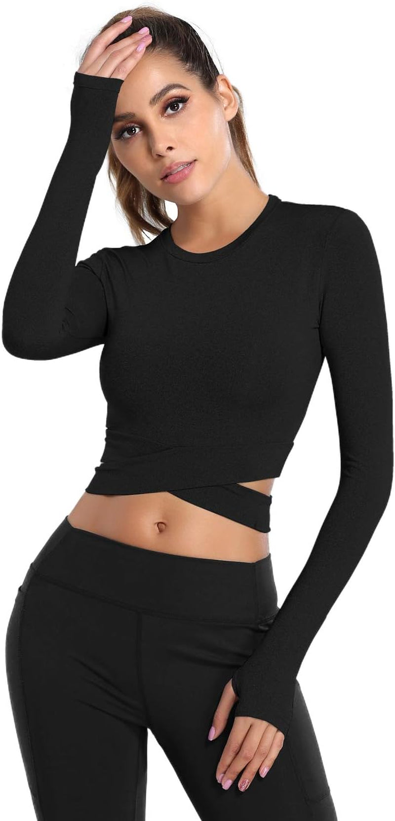 Short Sleeve Crop Tops for Women Tummy Cross Fitted Yoga Running Shirts Gym Workout Cropped Tank Tops