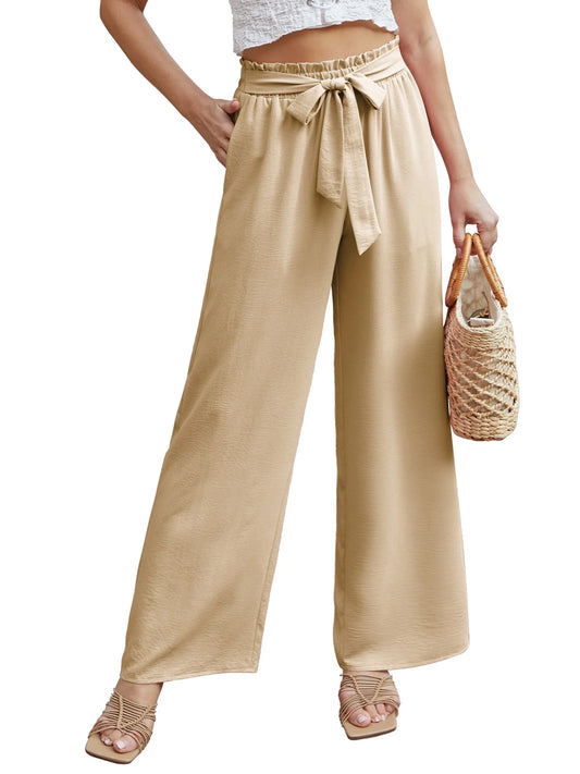 Women Casual Wide Leg Pants High Waisted Business Work Casual Pants Loose Flowy Beach Palazzo Pants