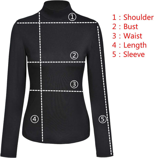 Womens Slim Fitted Mock Turtleneck Tops Long Sleeve Lightweight Base Layer Shirts