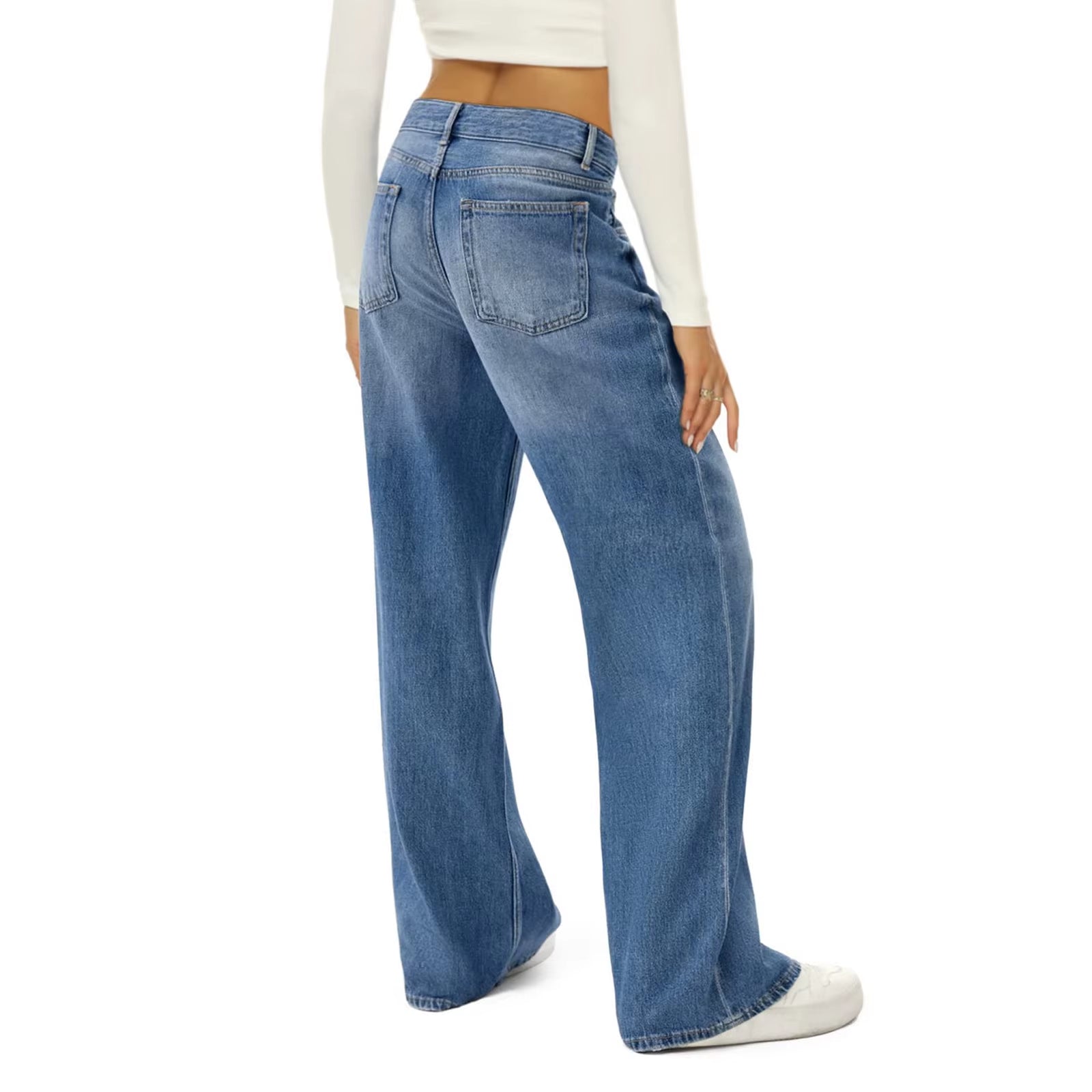 Streetwear Womens Denim Pants Casual High Waist Straight Wide Leg Jeans Loose Pants Harajuku Y2K Long Jean Pants Baggy Sweatpant