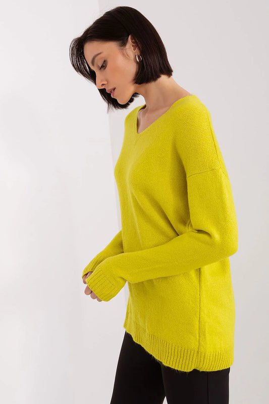Heart Neckline Casual Acrylic Sweater - Model 189305 Rue Paris