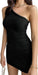 -Women'S Sexy One Shoulder Sleeveless Stretchy Ruched Club Dress Bodycon Ribbed Knit Slim Fit Mini Dress