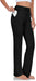 Womens Yoga Pants with Pockets Straight-Leg Loose Comfy Modal Drawstring Lounge Running Long Active Casual Sweatpants