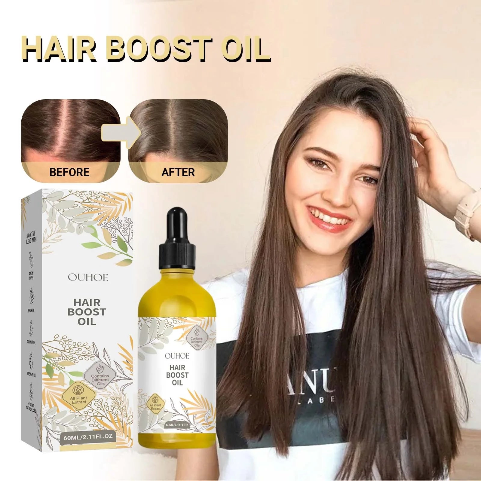Hair Growth Oil, Veganic Natural Hair Growth Oil, Hair Density Essential Oil, Natural Hair Regrowth Serum for Women & Men Anti-Frizz Hair Serum, Hair Care Essential Oil Reduce Dry Hair