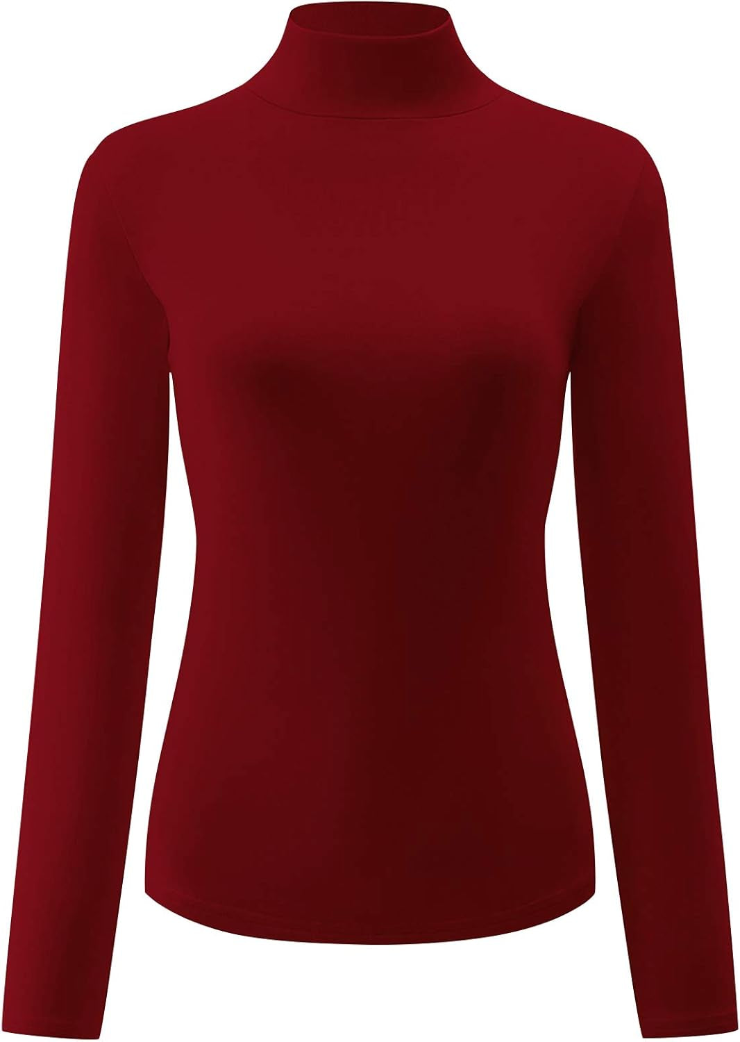 Womens Slim Fitted Mock Turtleneck Tops Long Sleeve Lightweight Base Layer Shirts