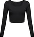 Long Sleeve Crop Tops for Women Workout Basic Clothes for Teen Ladies Fitted Slim Scoop Neck Cute Yoga Shirts