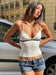 V-Neck Halter Tops Women Edgy Clothes Summer Outfits Y2K Accessories White Corset Black Line Ropa De Mujer Cute Camison Verano