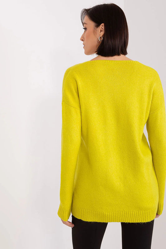 Heart Neckline Casual Acrylic Sweater - Model 189305 Rue Paris
