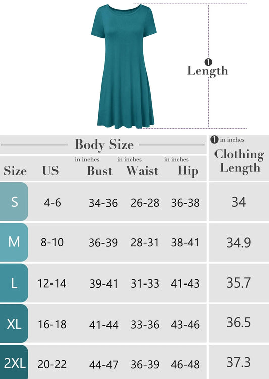 Women'S Summer Dresses Casual T Shirt Dresses Leaves Medium Short Sleeve Flowy Beach Sundress with Pockets